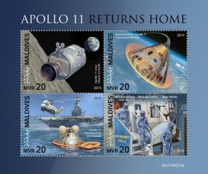 MALDIVES - 2019 - Apollo 11 Returns Home - Perf 4v Sheet -Mint Never Hinged