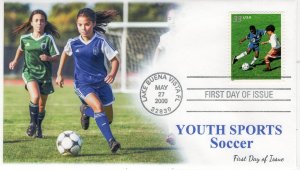 AO-3401-1, 2000, Youth Sports, First Day Cover, Standard Postmark, Add-on Cachet