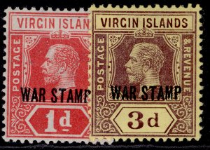 BRITISH VIRGIN ISLANDS GV SG78b + 79, 1916-19 WAR STAMP collection, NH MINT.