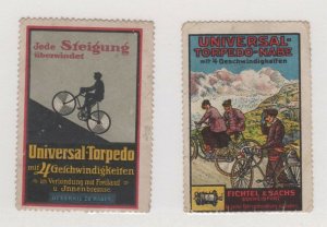 Germany - Pair of Universal Torpedo 4-Speed Bicycles Advertising Stamps - NG/MH