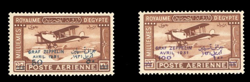 Egypt #C3-4, 1931 Zeppelin, set of two, never hinged