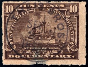 R168 10¢ Documentary Stamp (1898) Used/CDS