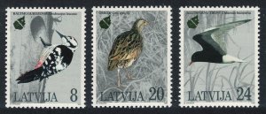 Latvia Birds Woodpecker Corncrake Tern 1995 MNH SG#423-425