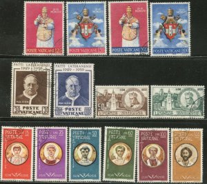 VATICAN Sc#250-261, 264-265 1959 Four Complete Sets Used