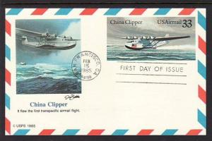 US UXC22 China Clipper 1985 Fleetwood U/A FDC B851