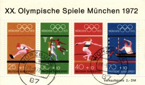 Germany 1972 Olympic Games, Munich, Miniature Sheet [Used]