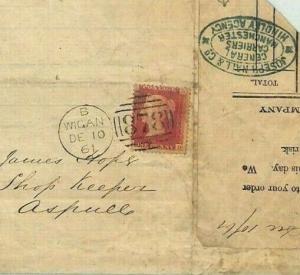 GB Lancs PRIVATE CARRIER Cachet Penny Red Cover 1861 Wigan Railway Letter BM351 
