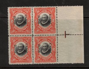 Canal Zone #39d Very Fine Never Hinged Type II Block Overprint Reading Down