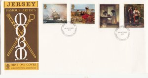 Jersey 1971 Artists #1,  set of 4 on FDC