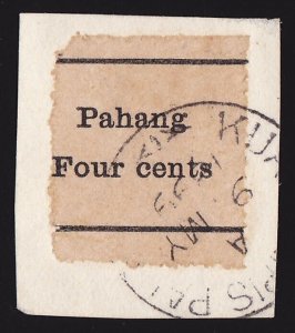 MALAYA - STATES PahanG 1899 Pahang Four Cents plain paper PHOTO CERTIFICATE.