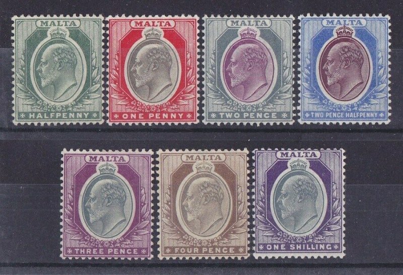 MALTA : 1903 KEVII set ½d to 1/- wmk Crown CA 