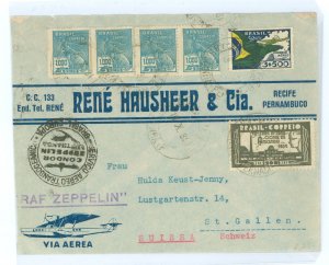 Brazil 340/C31 Cover carried on the Graf Zeppelin's tenth South American return flight which lefted recife, Brazil on 16...