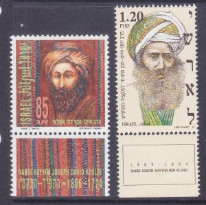 Israel 1110-11 MNH 1992 Rabbi Azulai & Elijah Set of 2 w/tabs