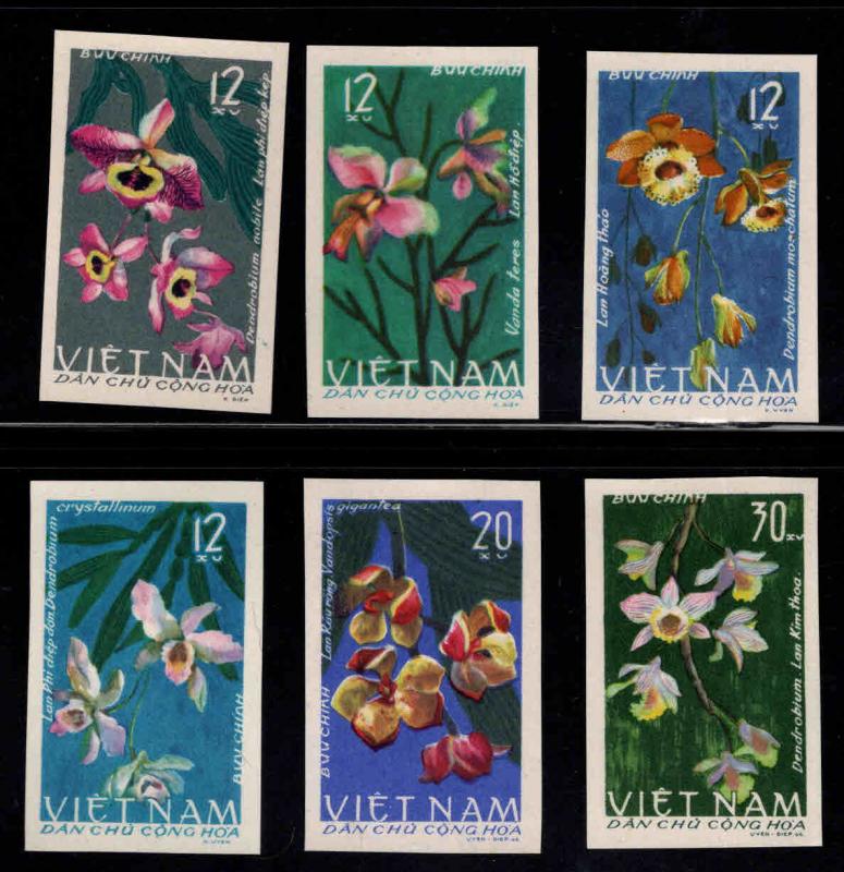 North Viet Nam Scott 406-411 Imperforate NGAI Orchid Flower set Michel 425-430