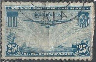 US C20 (used filler) 25¢ China Clipper, blue (1935)