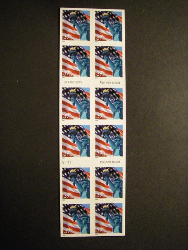 Scott 3985a, 39 cent Statue of Liberty, Pane of 20, #V1111, MNH Beauty