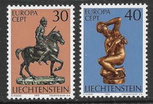 LIECHTENSTEIN 1974 EUROPA Sculptures Set Sc 543-544 MNH