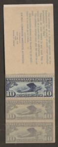US Sc BKC1 MNH. 1928 10c Air Mail Booklet, 2 stamps missing, scarce