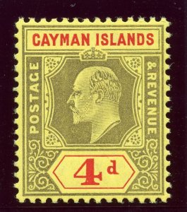 Cayman Islands 1907 KEVII 4d black & red/yellow superb MNH. SG 29. Sc 25.