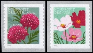 2022 US Stamp - Butterfly Garden Flower - Coil Single (2 Stamp) - SC# 5664-5665