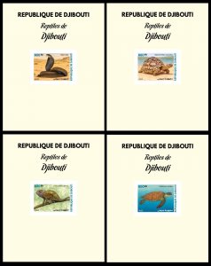 DJIBOUTI 2025 4 X DELUXE PROOF - REPTILES - TURTLE TURTLES SNAKES CHAMELEONS-