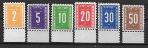 Israel, J6-J11, Postage Due Stamps Singles w/Tabs, **MNH** (LL2019)