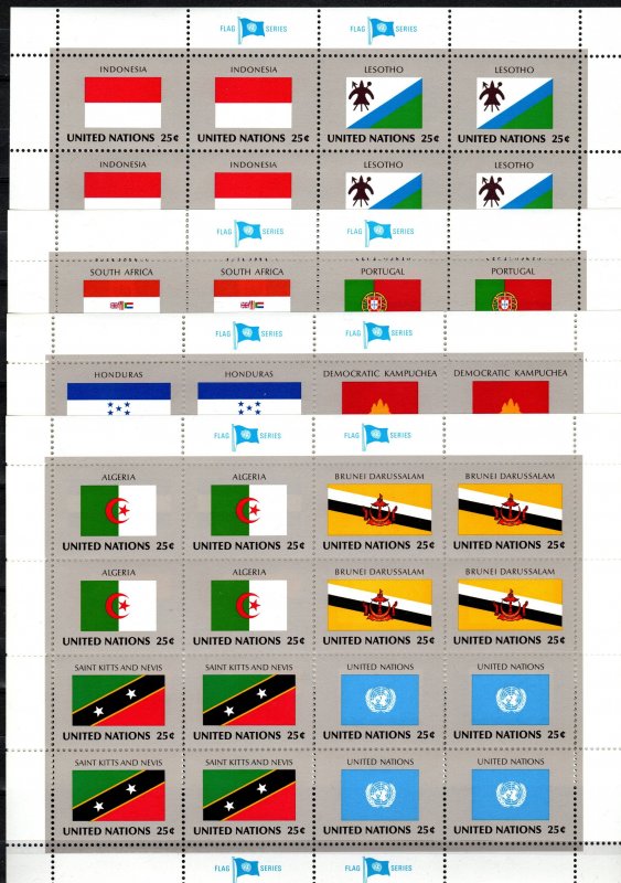 United Nations #554-69 MNH Flag Sheets CV $38.40 (X2298L)