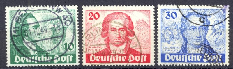 Germany Berlin Sc# 9N61-9N63 Used (a) 1949 Johann Wolfgang von Goethe