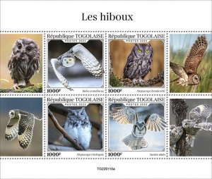 TOGO - 2022 - Owls - Perf 4v Sheet - Mint Never Hinged