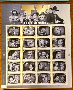 US # 4414 TV Early Memories pane of 20 all different 44c 2009 Mint NH CV $20