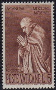 Vatican 243 - Mint-H - 5L Statue of Pope Clement XIII (1958) (cv $0.30)