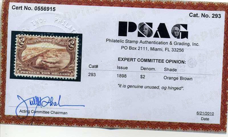 Scott #293 Trans-Mississip​​​pi Mint Stamp with PSAG Cert (Stock #293-13)