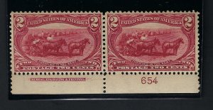 *286 PLATE # PAIR, VERY FINE- EXTRA FINE, SCOTT $60