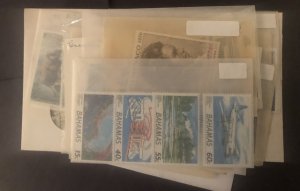 Lot of International Stamps In Glass Scenes Some Have Nice Value