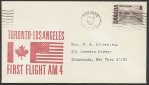 1967 Flight Cover Toronto to Los Angeles AAMC #6719b