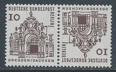 Germany Berlin #9N215b NH 10pf Wall Pavilion - Tete Beche Pair