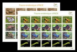 MALI 2022 IMPERF SET OF 2 SHEET 20V ENDEMIC FAUNA INDIA INDEPENDENCE ANN.  - MNH