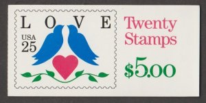 USA Scott #BK169 Love Birds   Booklet of 20 stamps MNH