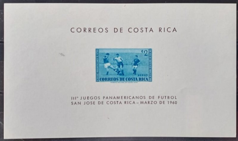 Costa Rica souvenir sheet airpost Panamerican soccer games 1960 MNH good as seen