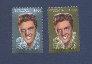 GUYANA - MNH gold and silver pair - Elvis 60th Birthday