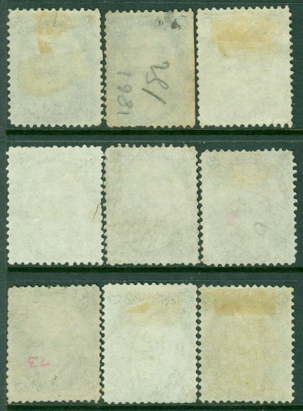 EDW1949SELL : USA 1863 Sc #73. 9 stamps Used w/ light cancels. Pretty. Cat $585.