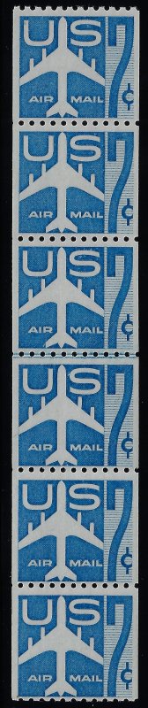 Scott #C52 - $270.00 – F/VF-OG-NH – Joint line strip/6. SMALL HOLES variety.