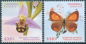 Armenia Flora & Fauna Stamps 2020 MNH Butterflies Orchids Flowers Nature 2v Set