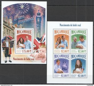 2013 Mozambique Royal Prince William & Kate Middleton Kb+Bl ** St2529