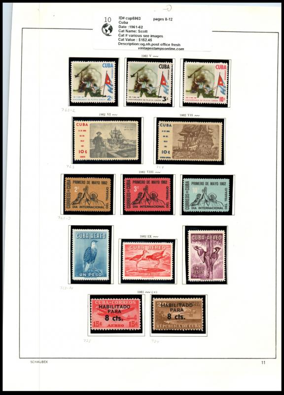 VINTAGE:CUBA 1959-62  OG NH ASST LOT CUP59621