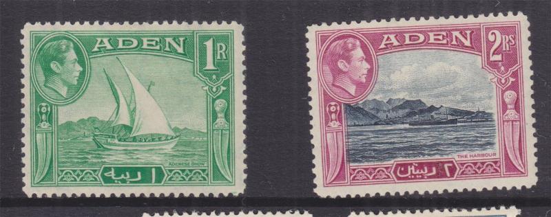 ADEN, 1938 KGVI 1r. & 2r., lhm.