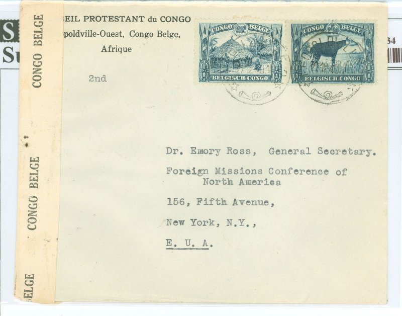 Belgian Congo 142/151 1940 Censorship, Missionary mail