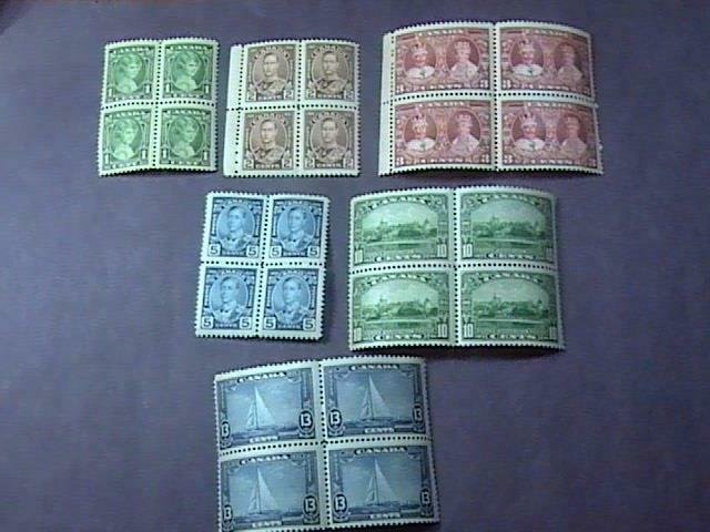 CANADA # 211-216--MINT/NEVER HINGED---COMPLETE SET OF BLOCKS OF 4---1935