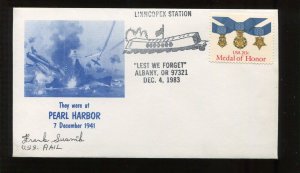 Frank Susnik USS Rail Pearl Harbor Survivor Signed Cover LV6403