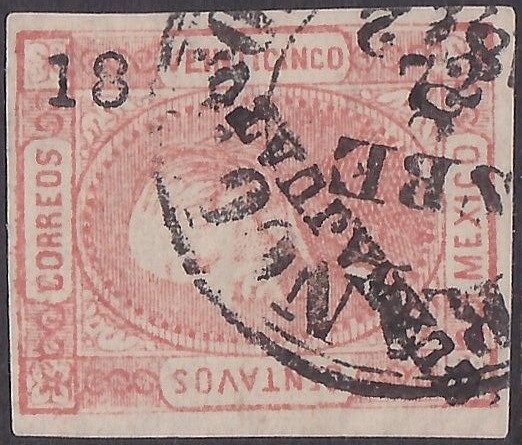 MEXICO 1872 25c imperf GUANAJUATO 18-72 fine used .........................A2408